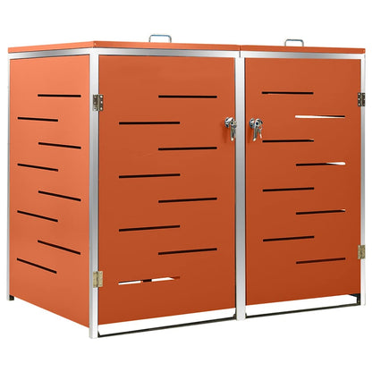 Single Wheelie Bin Shed 69x77.5x115 cm Stainless Steel Orange 2