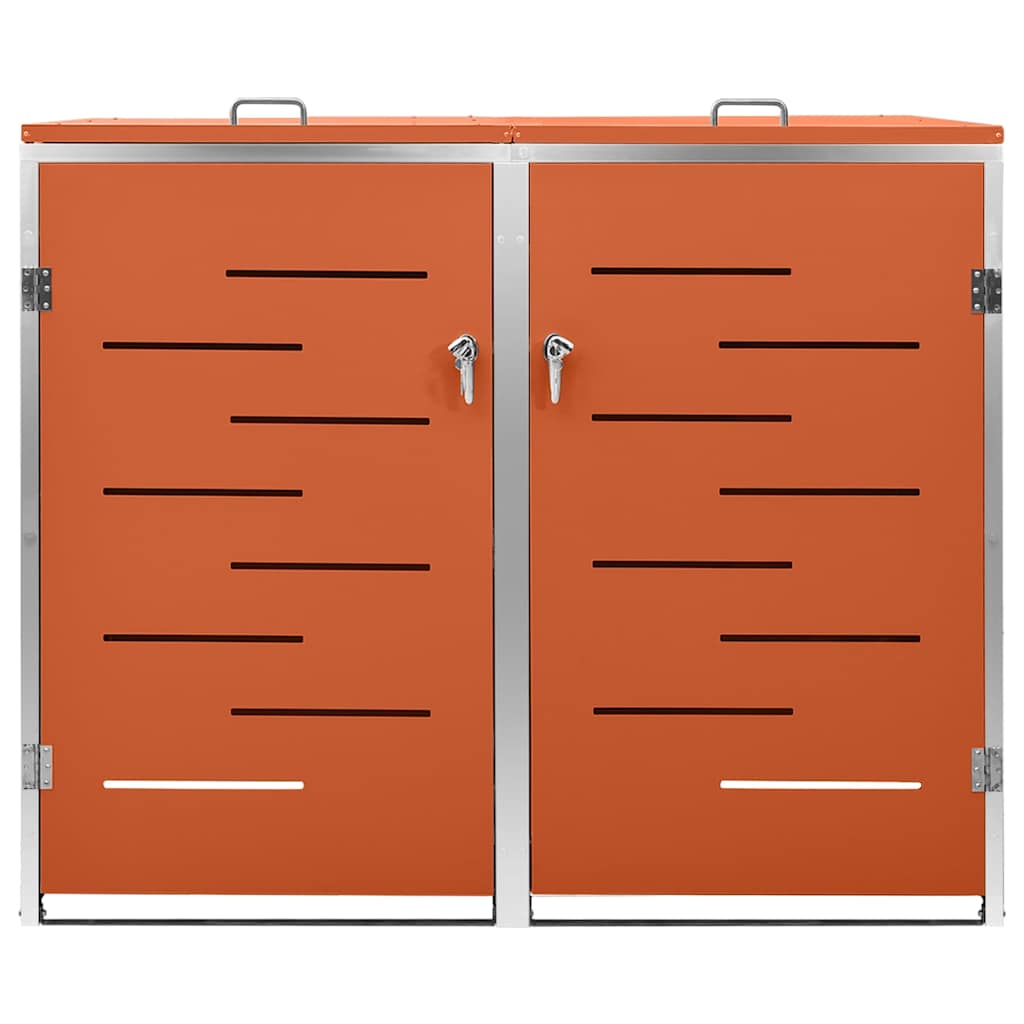 vidaXL Double Wheelie Bin Shed 138x77.5x115 cm Stainless Steel 3