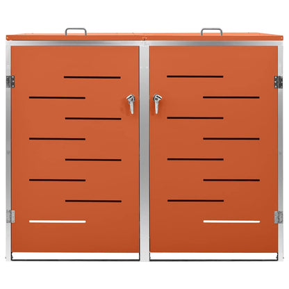 vidaXL Double Wheelie Bin Shed 138x77.5x115 cm Stainless Steel 3