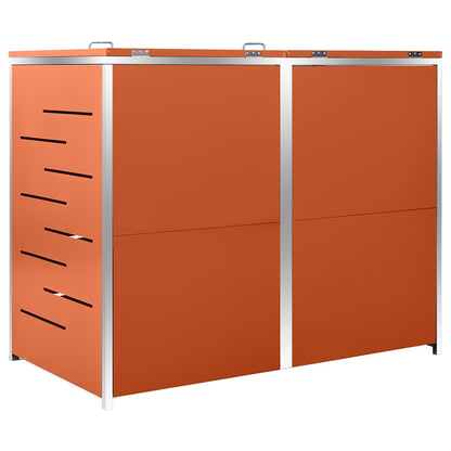 vidaXL Double Wheelie Bin Shed 138x77.5x115 cm Stainless Steel 4