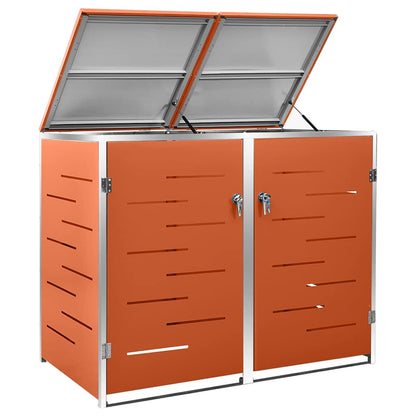 vidaXL Double Wheelie Bin Shed 138x77.5x115 cm Stainless Steel 6