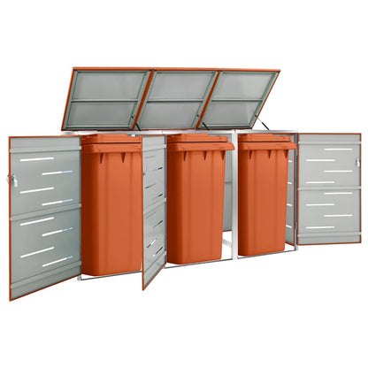 vidaXL Single Wheelie Bin Shed 69x77.5x115 cm Stainless Steel