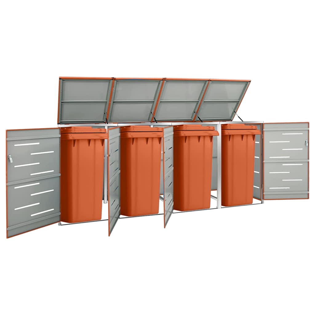 vidaXL Single Wheelie Bin Shed 69x77.5x115 cm Stainless Steel