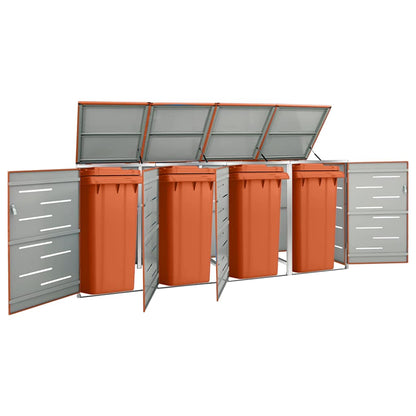 vidaXL Single Wheelie Bin Shed 69x77.5x115 cm Stainless Steel