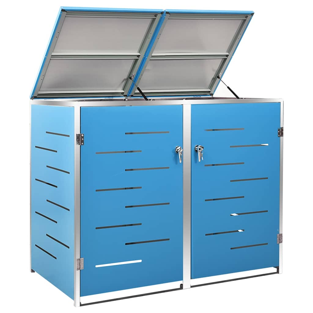 vidaXL Double Wheelie Bin Shed 138x77.5x115 cm Stainless Steel 3