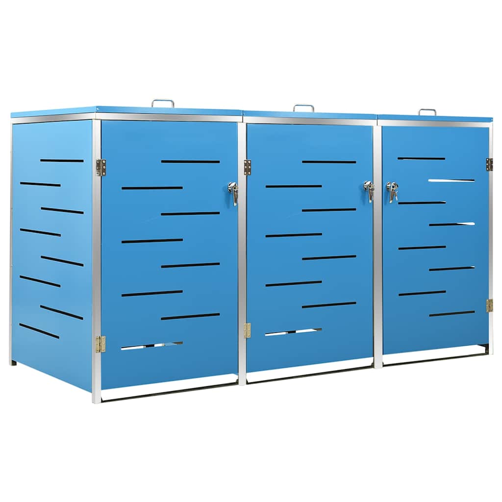 vidaXL Triple Wheelie Bin Shed 207x77.5x115 cm Stainless Steel 2