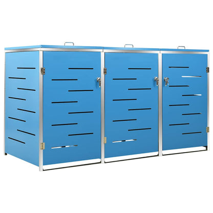 Single Wheelie Bin Shed 69x77.5x115 cm Stainless Steel Blue 3