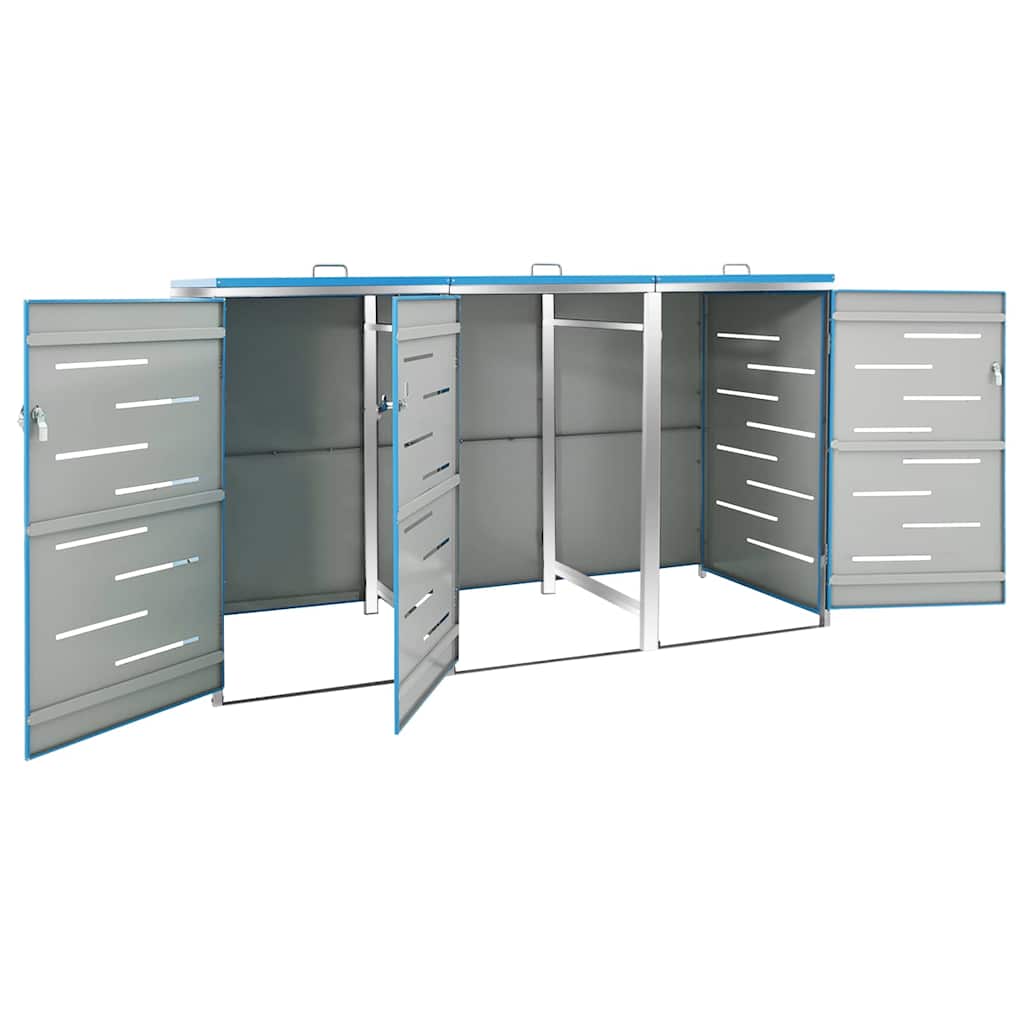 vidaXL Triple Wheelie Bin Shed 207x77.5x115 cm Stainless Steel 4