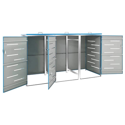 vidaXL Triple Wheelie Bin Shed 207x77.5x115 cm Stainless Steel 4