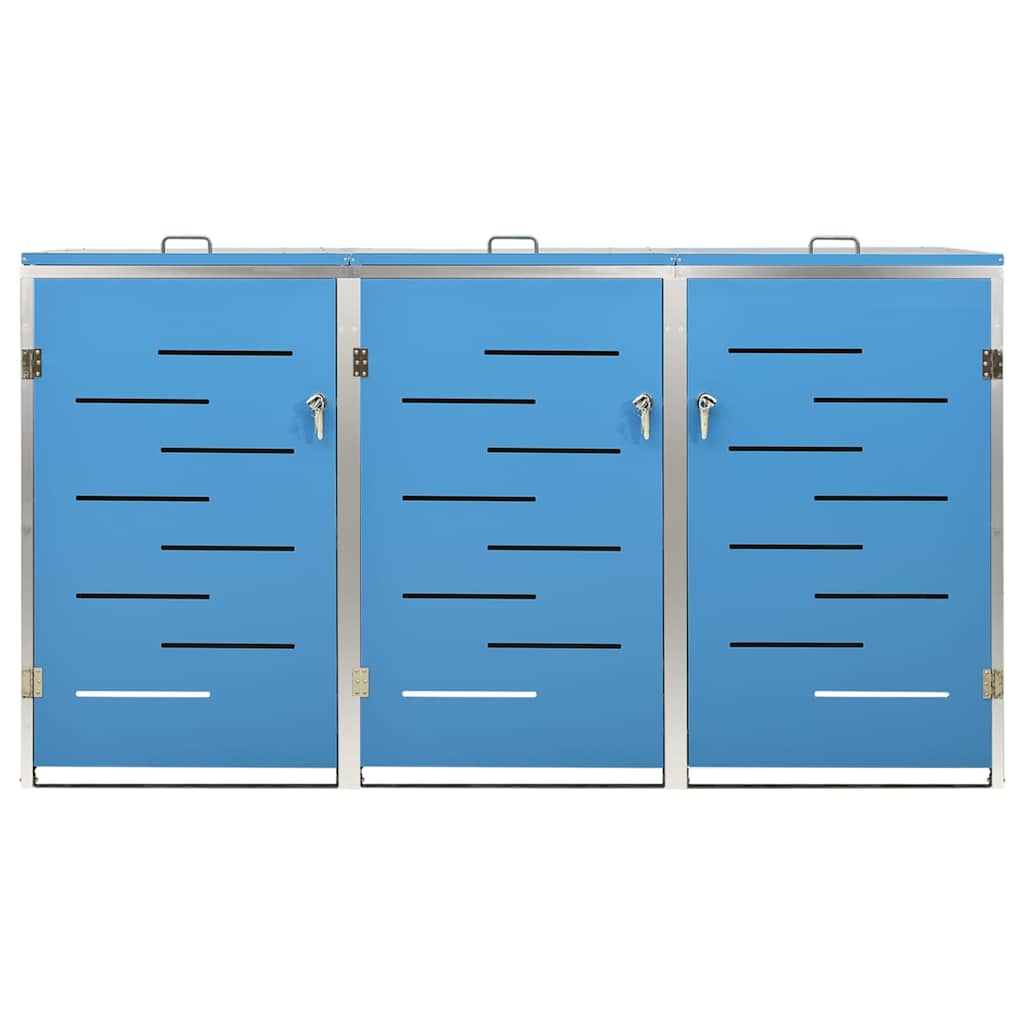 vidaXL Triple Wheelie Bin Shed 207x77.5x115 cm Stainless Steel 5