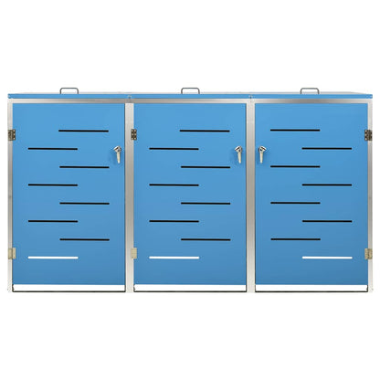 vidaXL Triple Wheelie Bin Shed 207x77.5x115 cm Stainless Steel 5