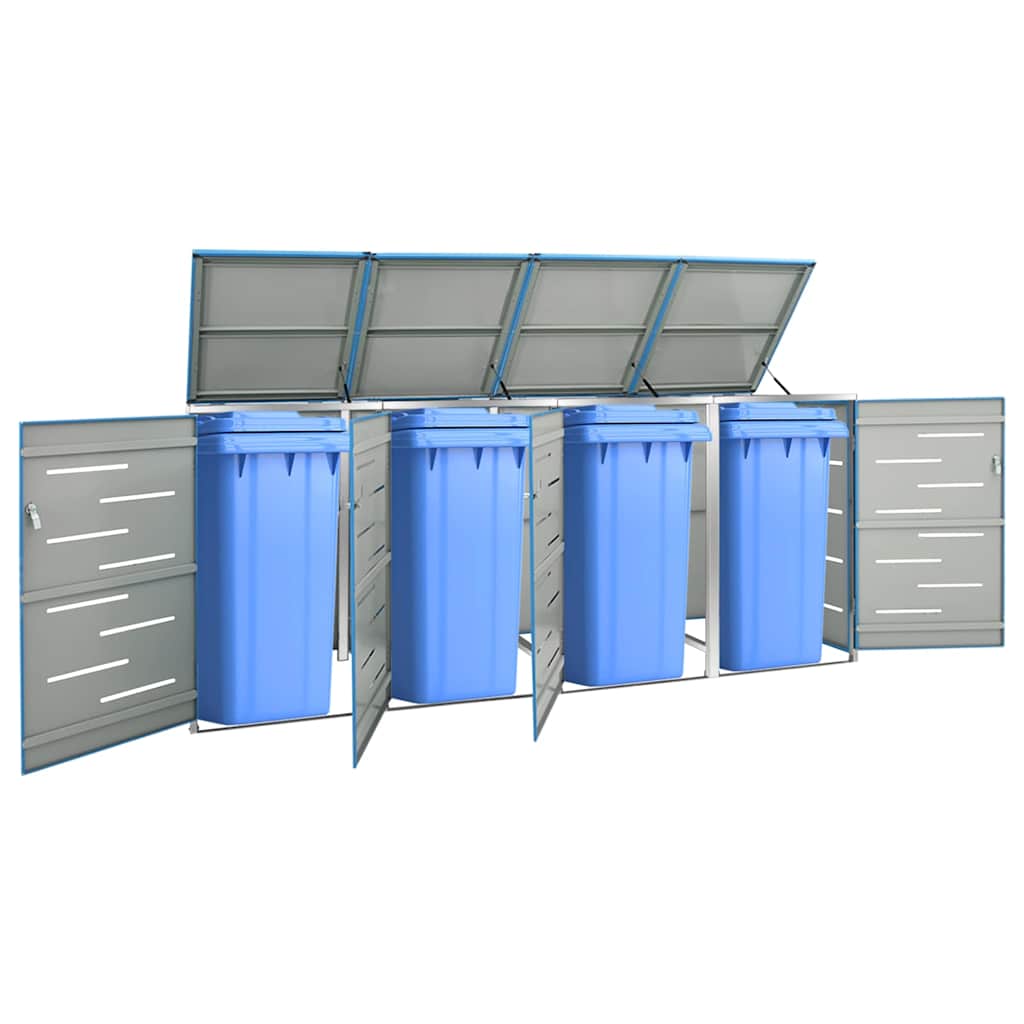 vidaXL Single Wheelie Bin Shed 69x77.5x115 cm Stainless Steel