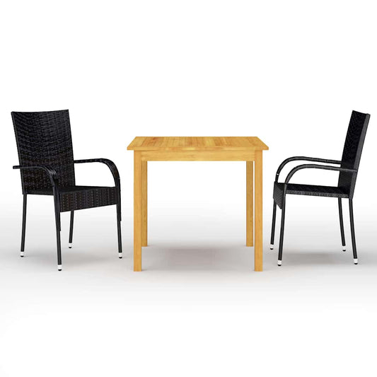 3 Piece Garden Dining Black 2