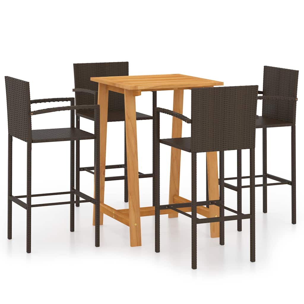 vidaXL 5 Piece Garden Bar Set Brown 2
