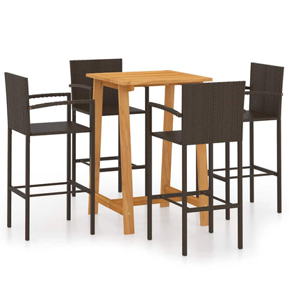 vidaXL 5 Piece Garden Bar Set Brown 2