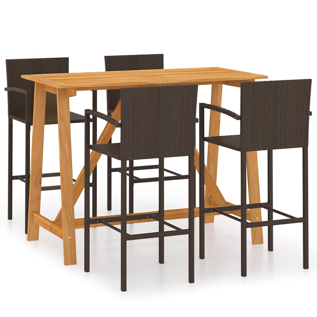 vidaXL 5 Piece Garden Bar Set Brown 2