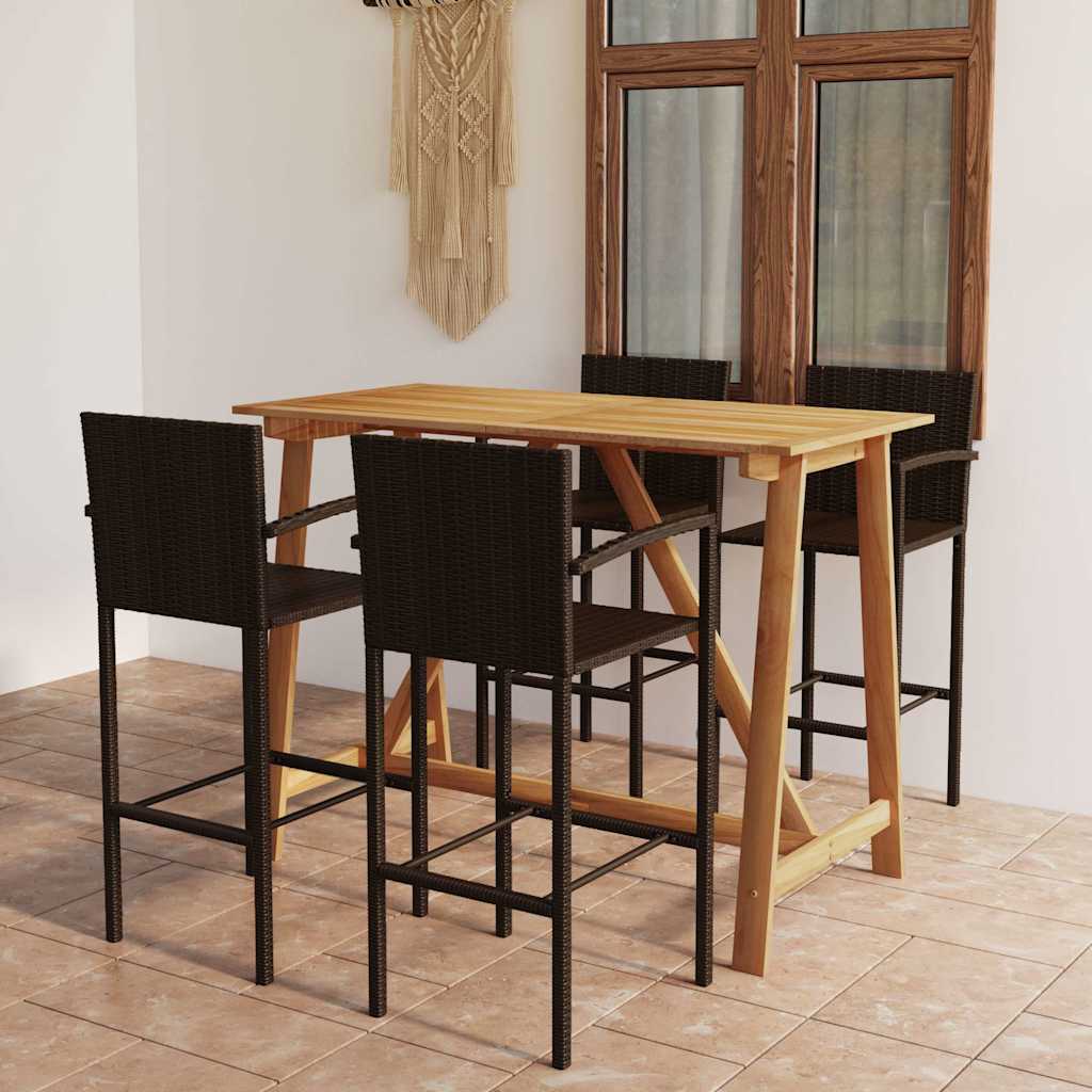 vidaXL 5 Piece Garden Bar Set Brown 1