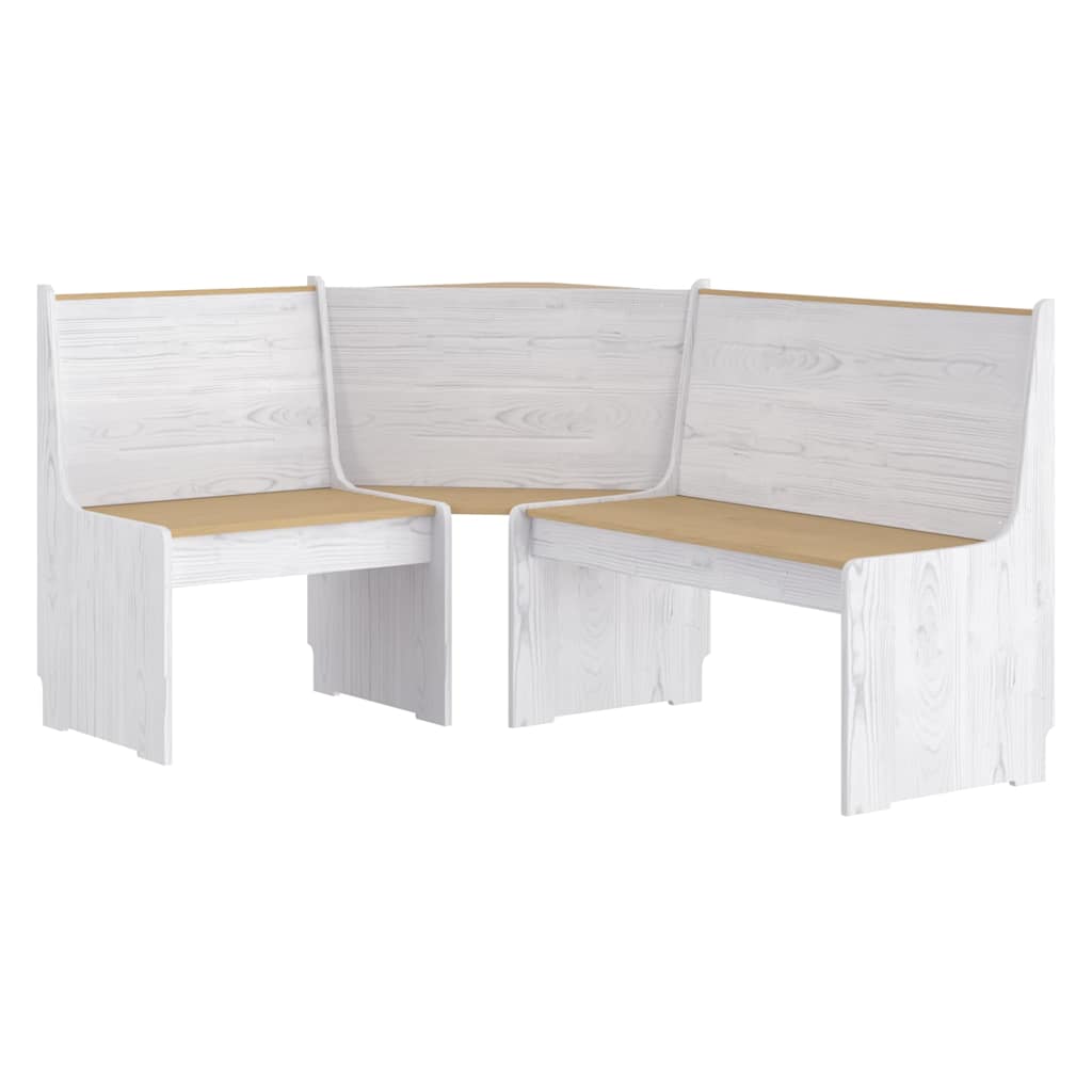 vidaXL Corner Bench | Honey brown and white | Solid pinewood | Medium 2