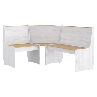 vidaXL Corner Bench | Honey brown and white | Solid pinewood | Medium 2