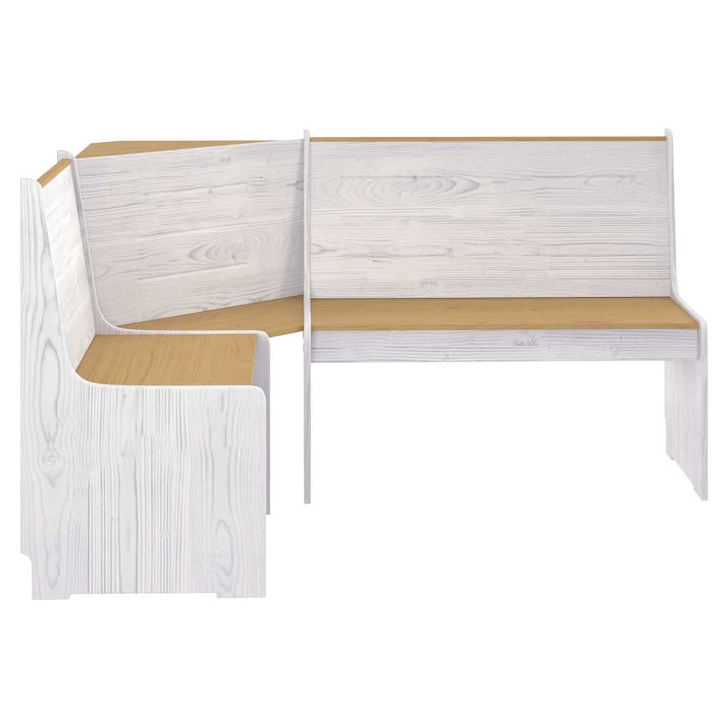 vidaXL Corner Bench | Honey brown and white | Solid pinewood | Medium 3