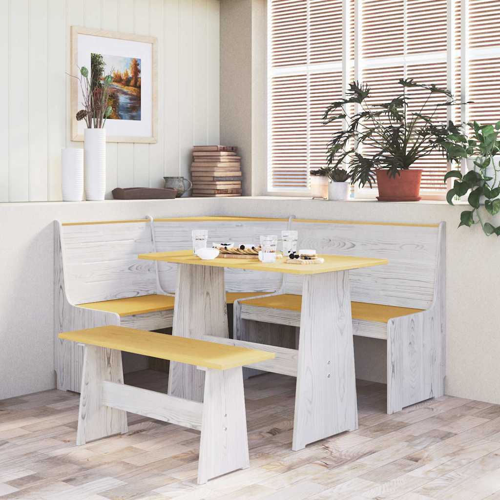 vidaXL Corner Bench | Honey brown and white | Solid pinewood | Medium 1