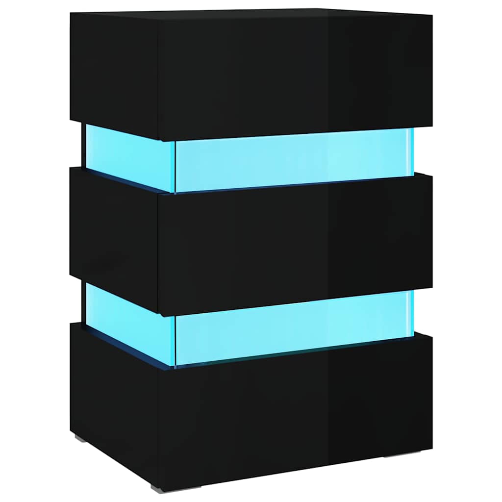 LED Bedside Cabinet 45x35x67 cm Engineered Wood High gloss black