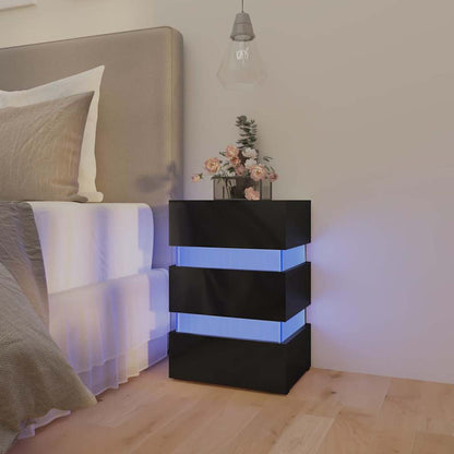 LED Bedside Cabinet 45x35x67 cm Engineered Wood High gloss black