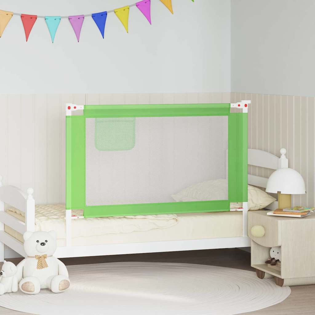vidaXL Toddler Safety Bed Rail Green 120x25 cm Fabric 1