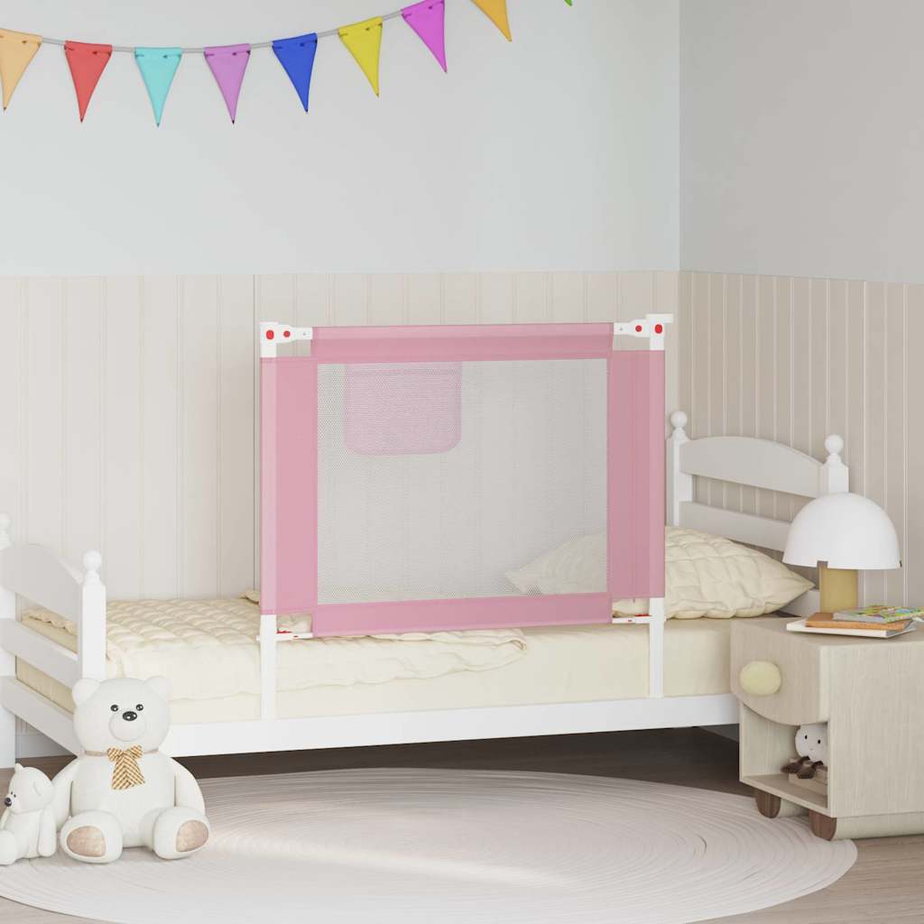 vidaXL Toddler Safety Bed Rail Pink 90x25 cm Fabric 1