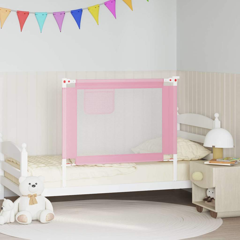 vidaXL Toddler Safety Bed Rail Pink 100x25 cm Fabric 1