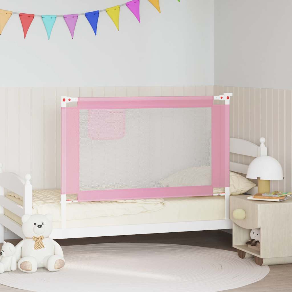 vidaXL Toddler Safety Bed Rail Pink 120x25 cm Fabric 1