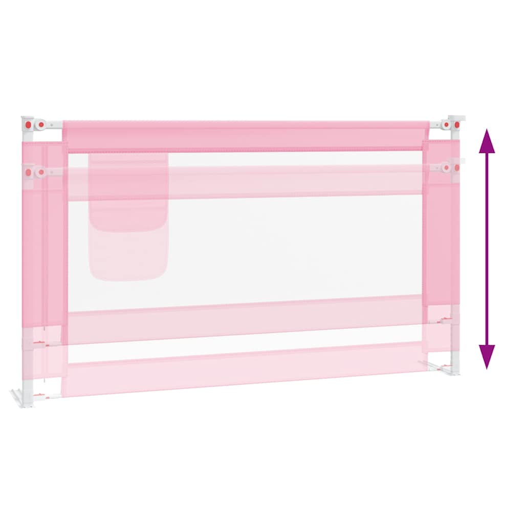 vidaXL Toddler Safety Bed Rail Pink 140x25 cm Fabric 6