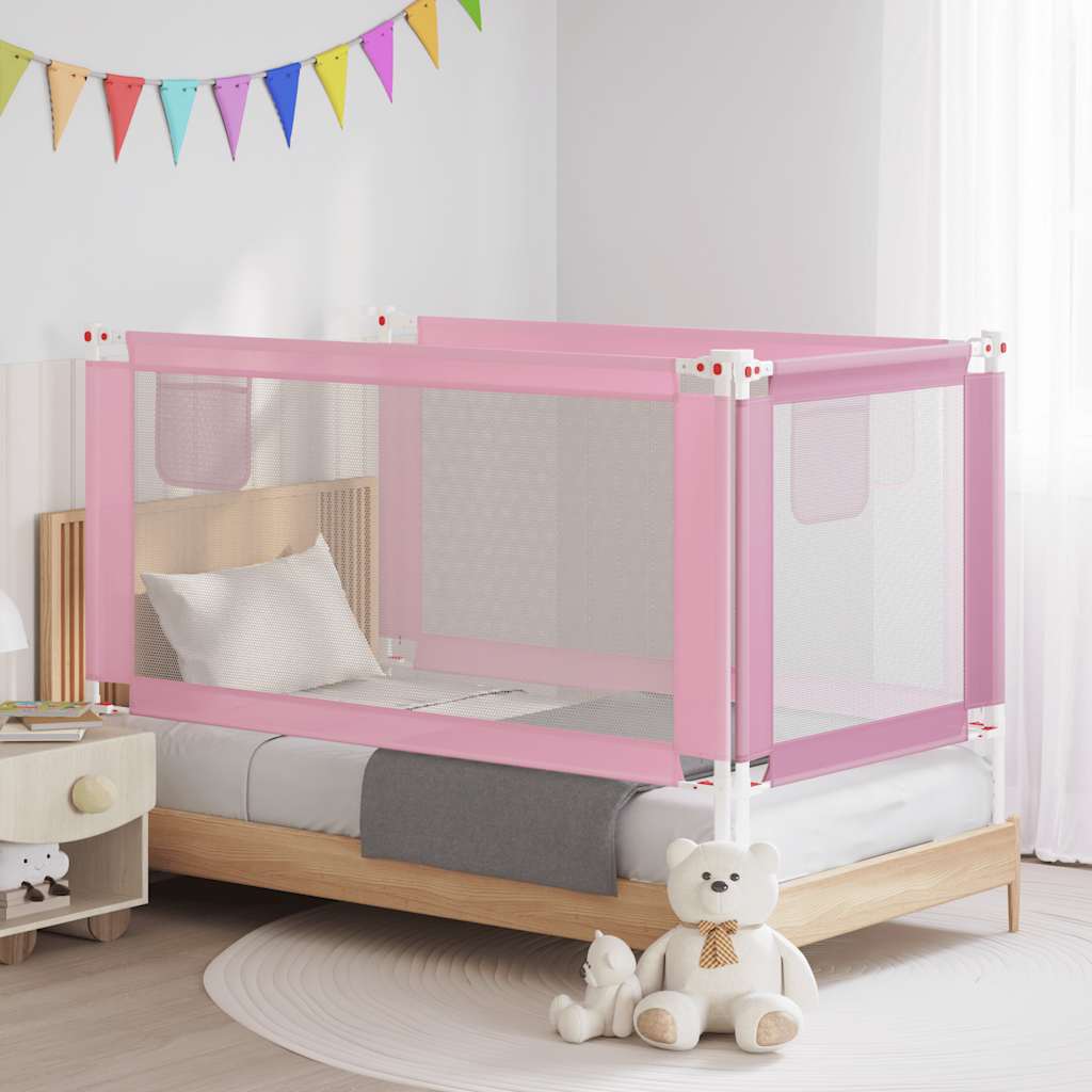 vidaXL Toddler Safety Bed Rail Pink 160x25 cm Fabric 1