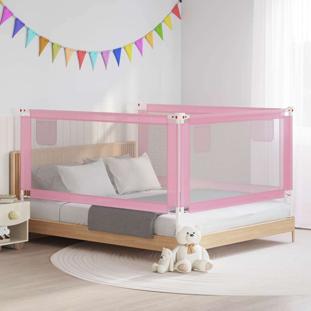vidaXL Toddler Safety Bed Rail Pink 180x25 cm Fabric 1