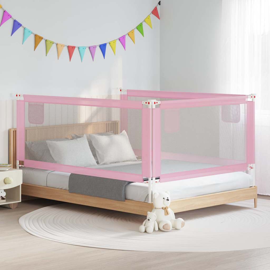 vidaXL Toddler Safety Bed Rail Pink 200x25 cm Fabric 1