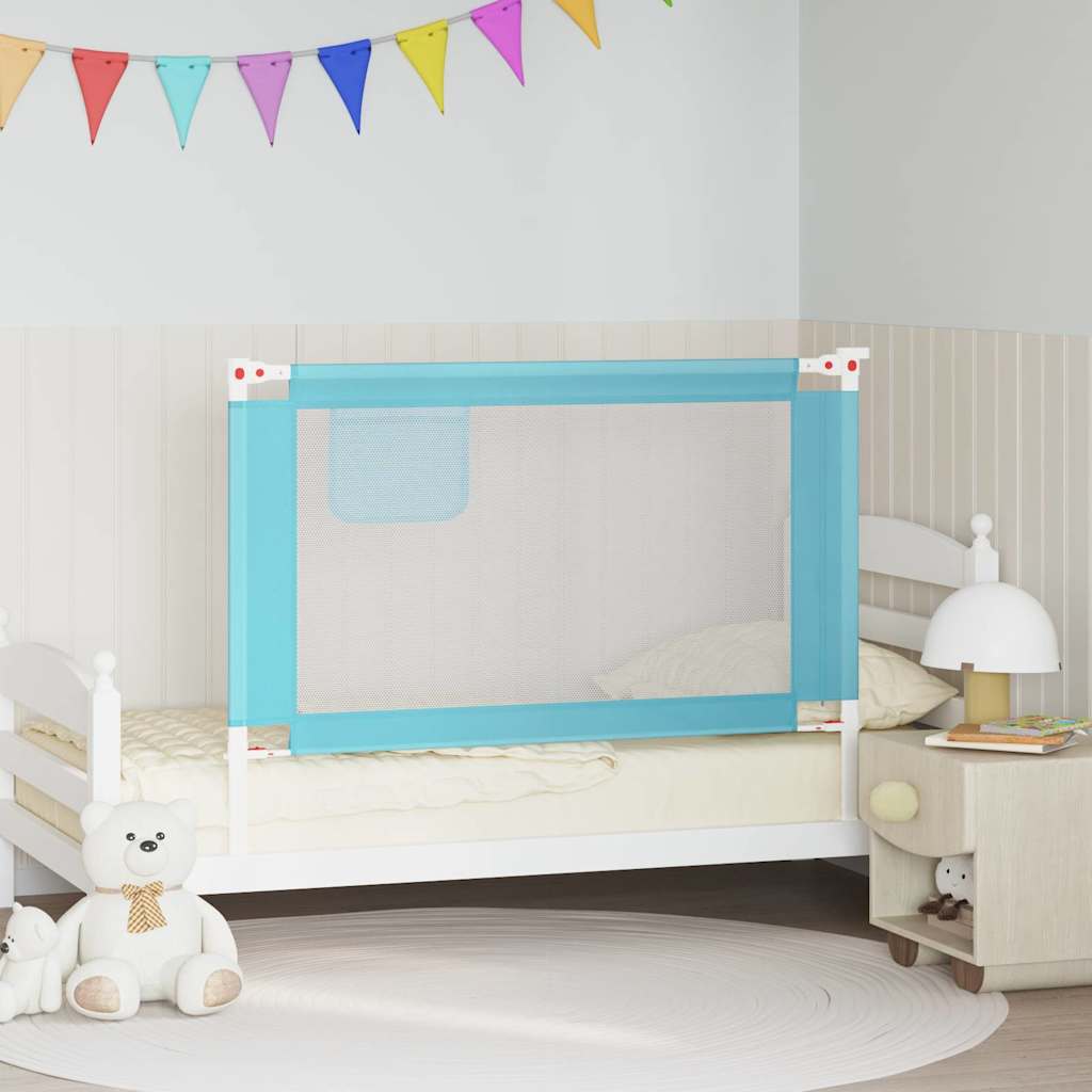 vidaXL Toddler Safety Bed Rail Blue 120x25 cm Fabric 1