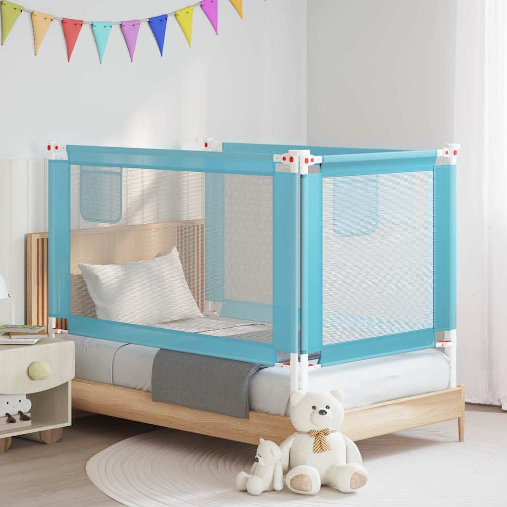 vidaXL Toddler Safety Bed Rail Blue 140x25 cm Fabric 1