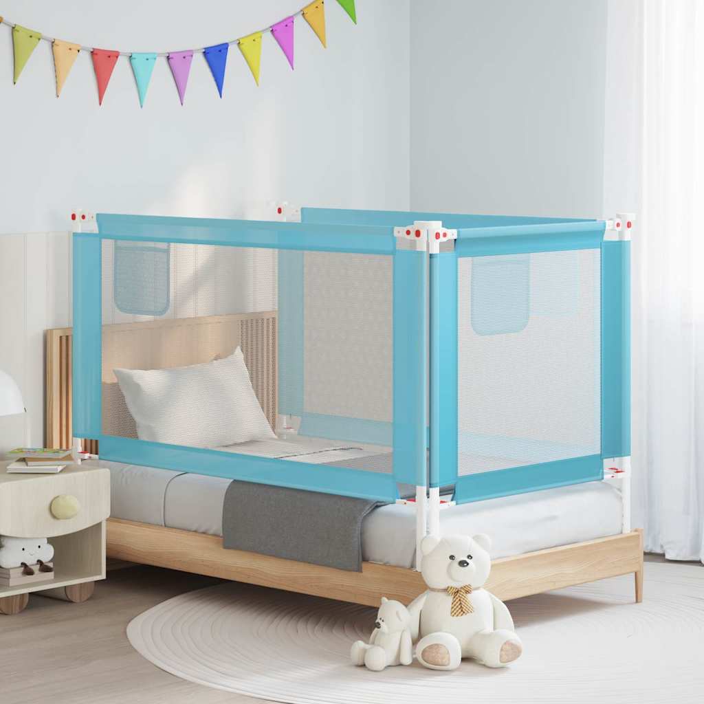 vidaXL Toddler Safety Bed Rail Fabric Blue