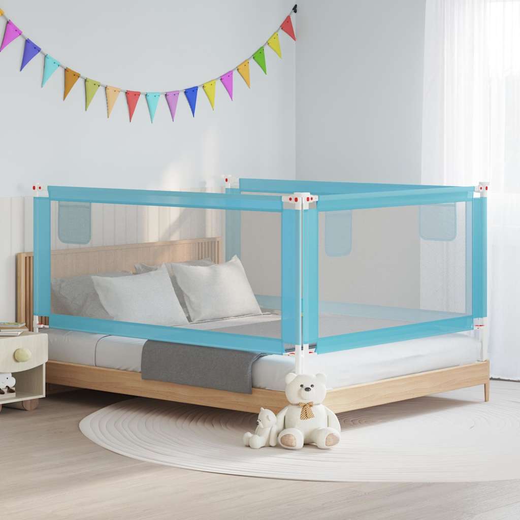 vidaXL Toddler Safety Bed Rail Fabric Blue