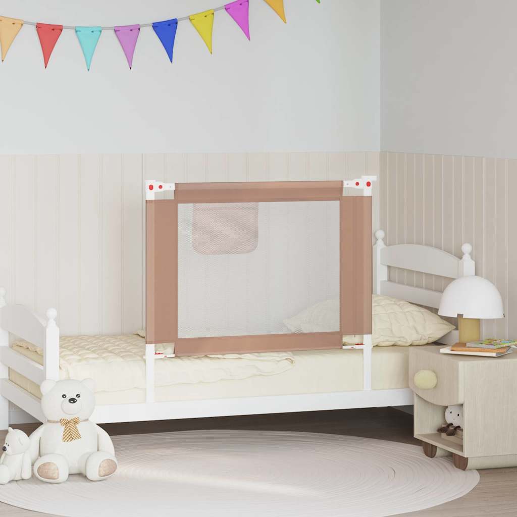 vidaXL Toddler Safety Bed Rail Fabric Taupe