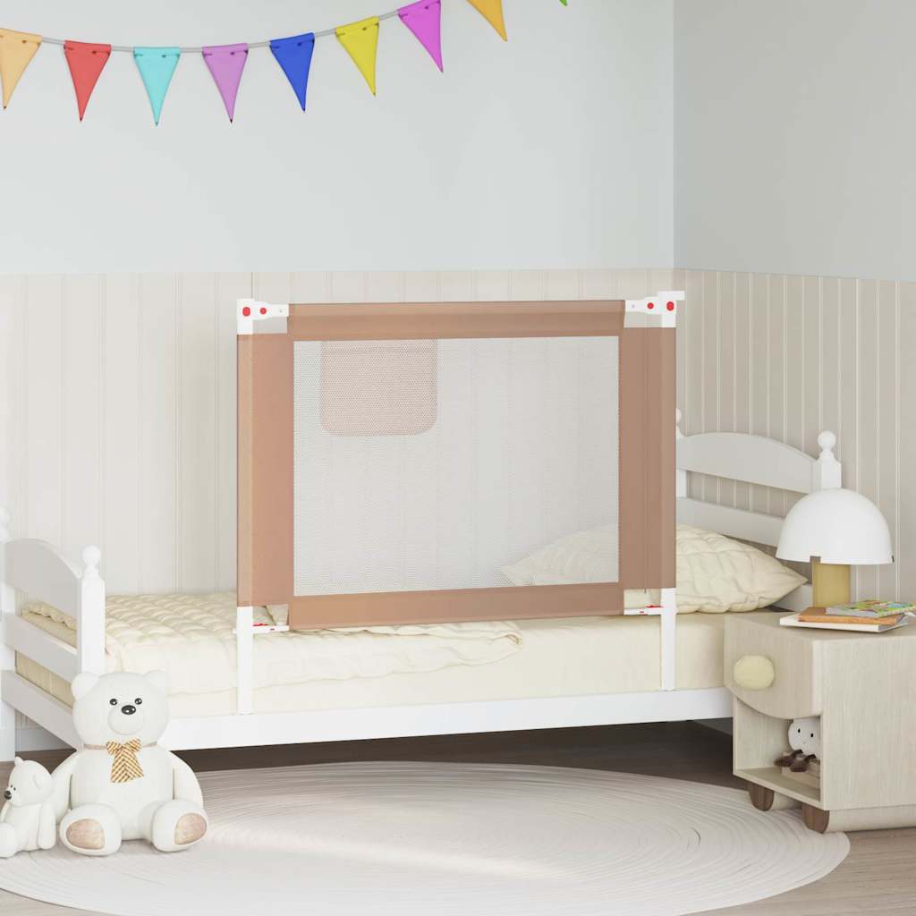 vidaXL Toddler Safety Bed Rail Taupe 100x25 cm Fabric 1