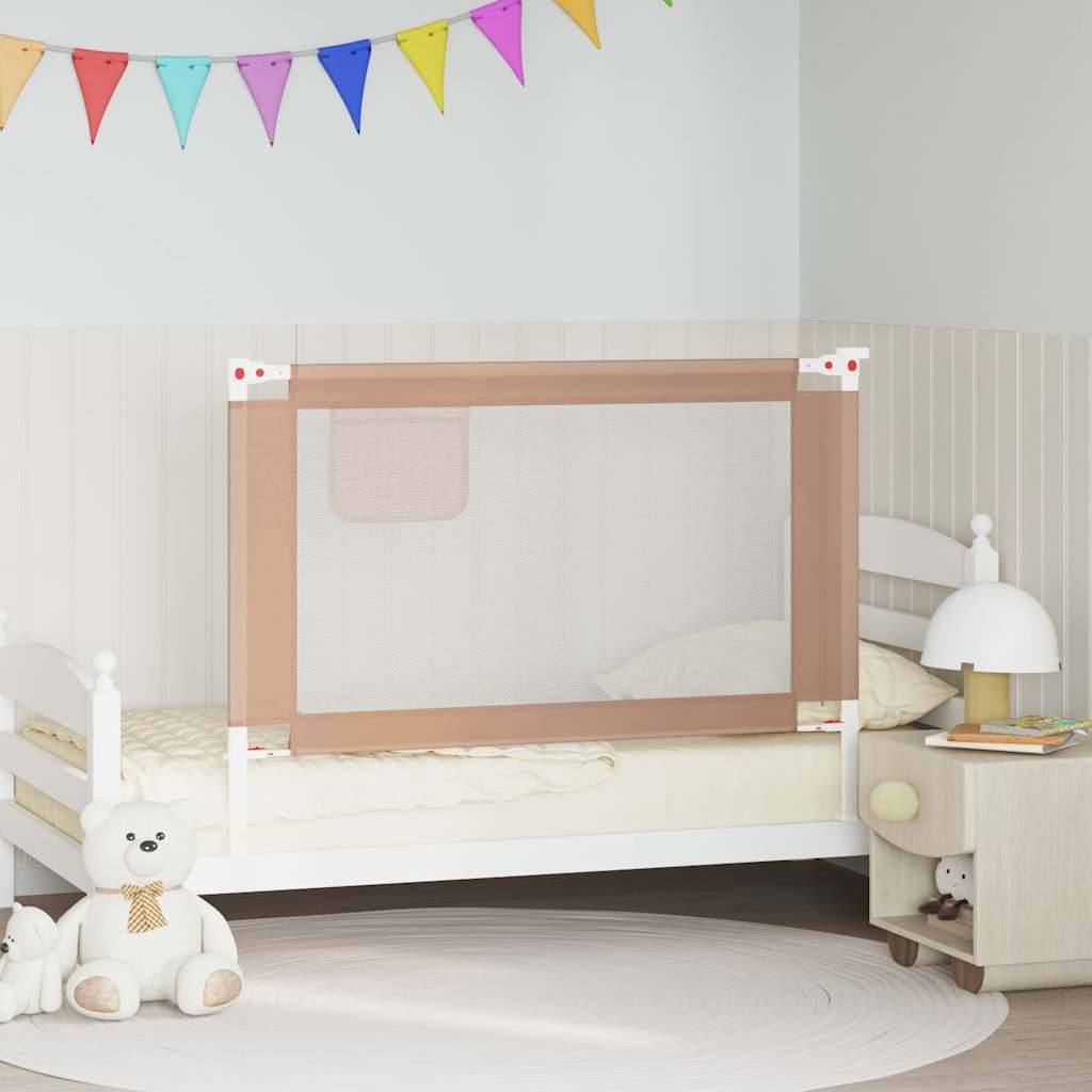 vidaXL Toddler Safety Bed Rail Fabric Taupe