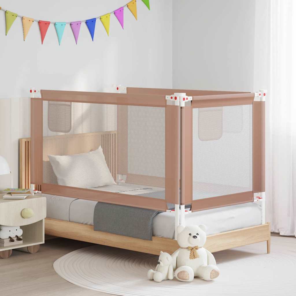 vidaXL Toddler Safety Bed Rail Taupe 150x25 cm Fabric 1
