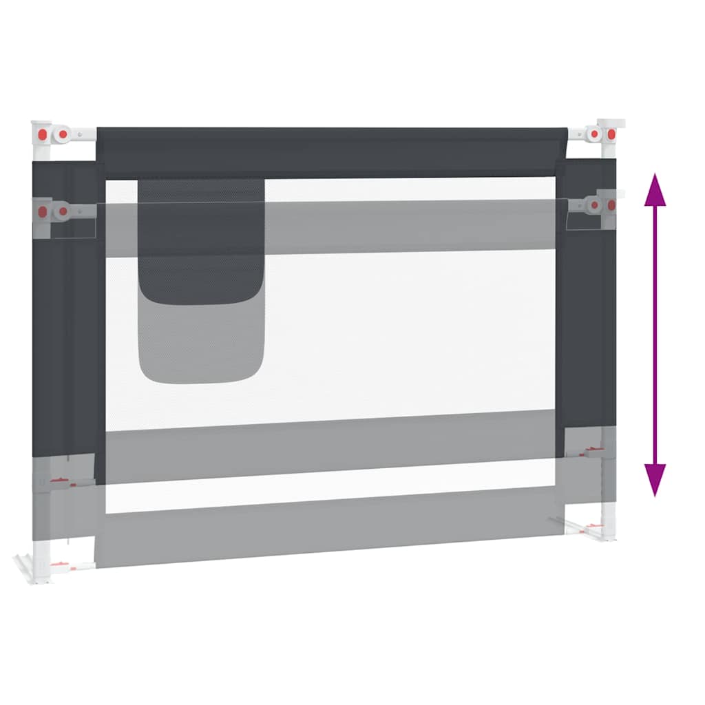 vidaXL Toddler Safety Bed Rail Dark Grey 90x25 cm Fabric 6