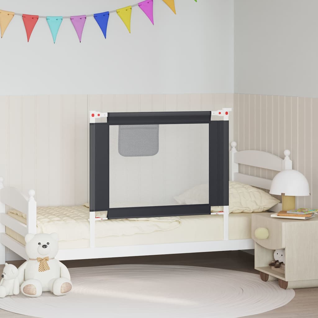 vidaXL Toddler Safety Bed Rail Dark Grey 90x25 cm Fabric 1