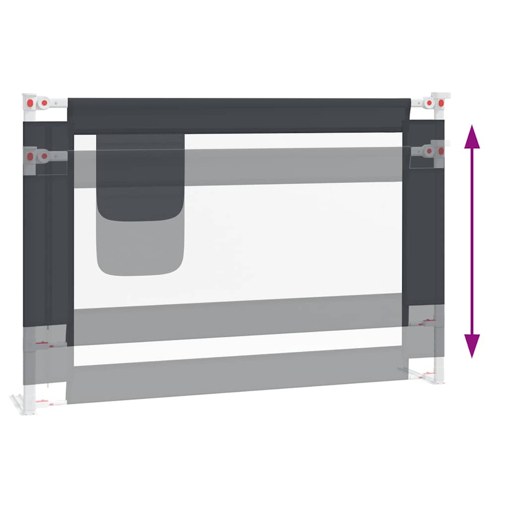 vidaXL Toddler Safety Bed Rail Dark Grey 100x25 cm Fabric 6