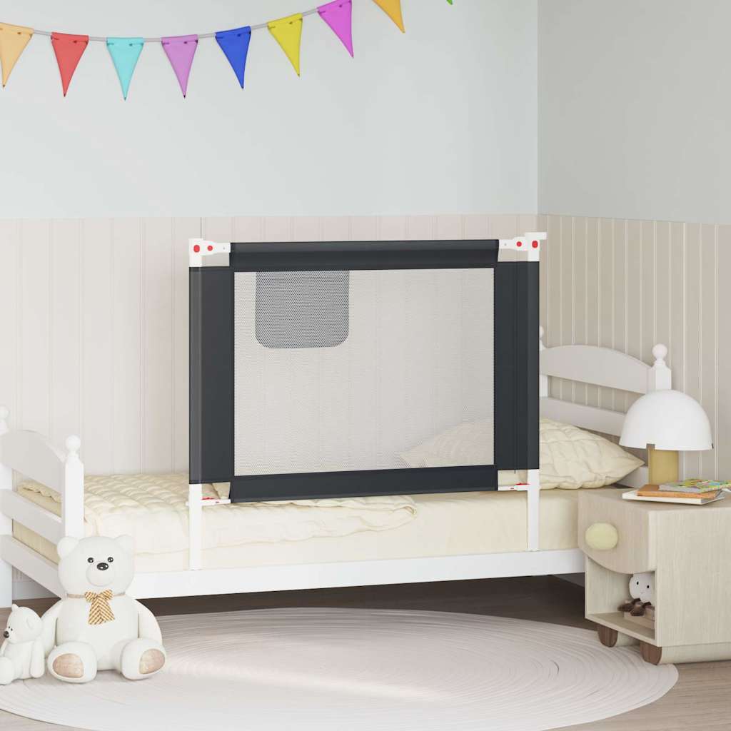 vidaXL Toddler Safety Bed Rail Dark Grey 100x25 cm Fabric 1