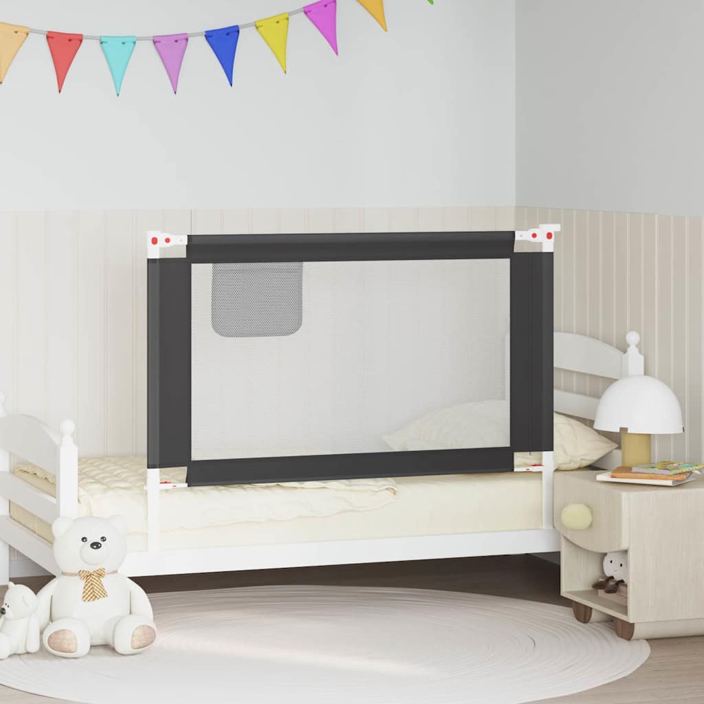 vidaXL Toddler Safety Bed Rail Dark Grey 120x25 cm Fabric 1