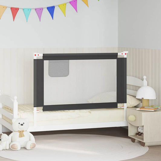 vidaXL Toddler Safety Bed Rail Dark Grey 120x25 cm Fabric 1