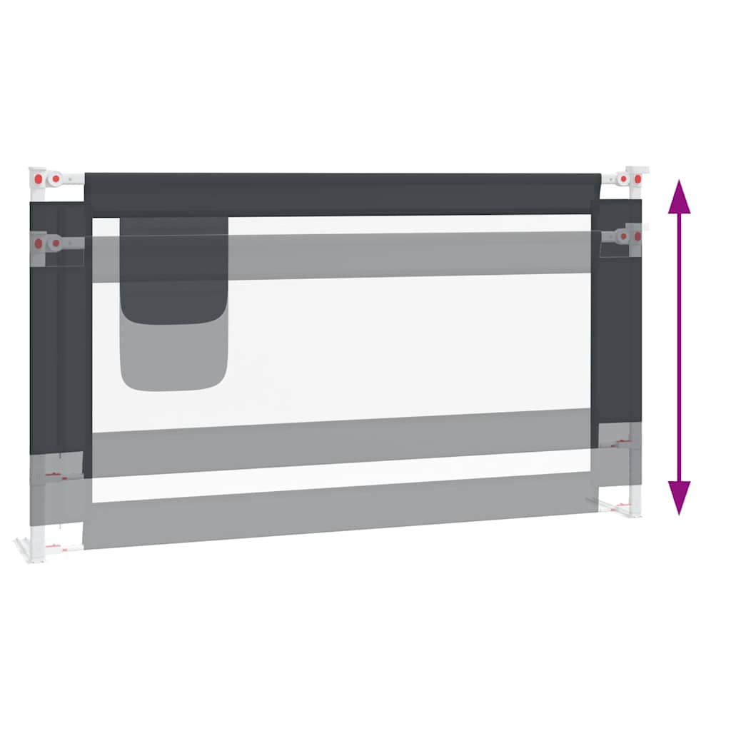 vidaXL Toddler Safety Bed Rail Dark Grey 150x25 cm Fabric 6